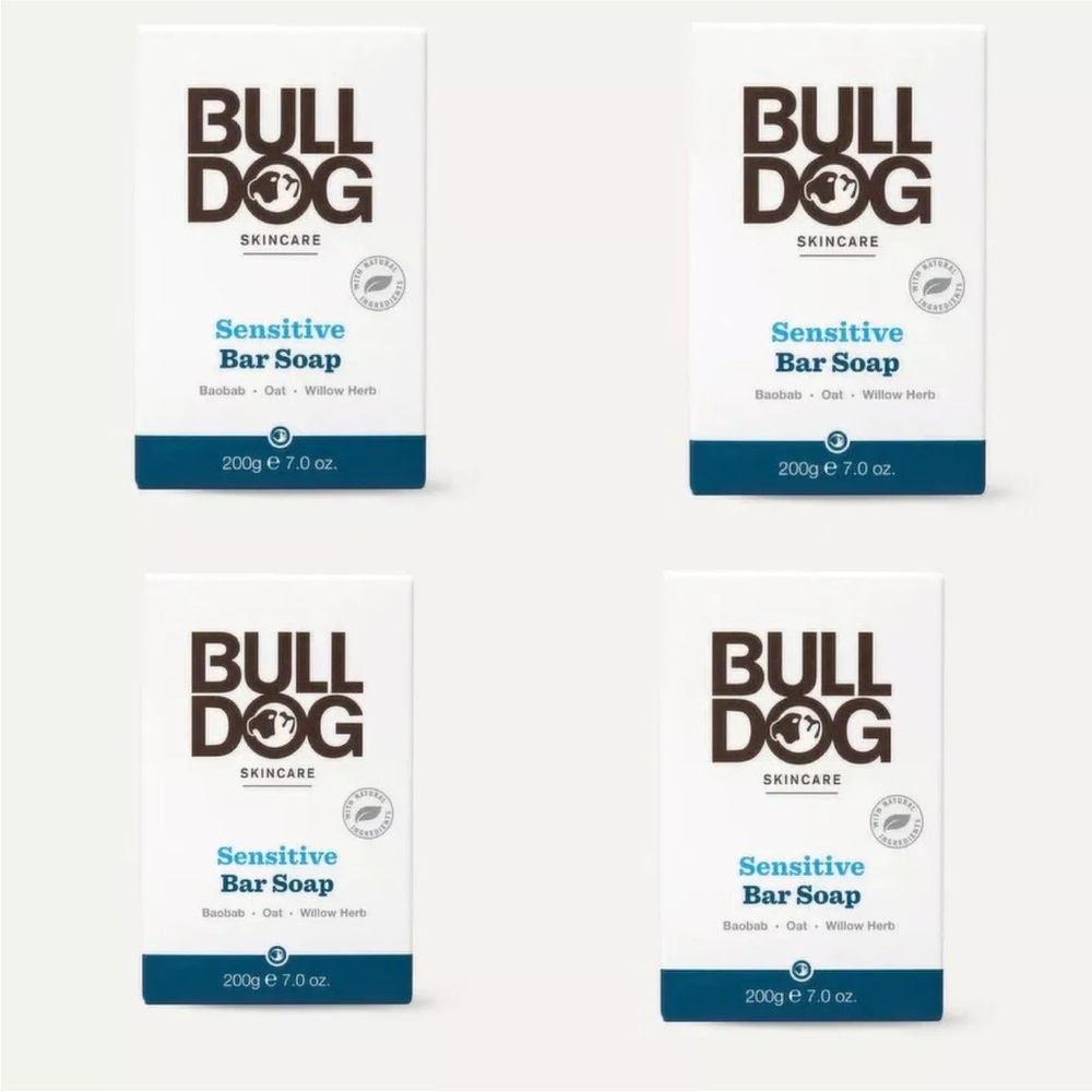 4 Lot Bull Dog Sensitive Bar Soap 7oz Skin Care For Men Natural Ingredients